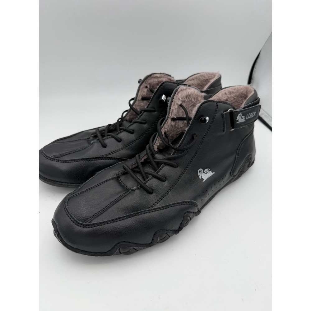 LDECK Winter Boots Mens Size 43 Black Fleece Lined Ankle Shoes Warm.    1696‎